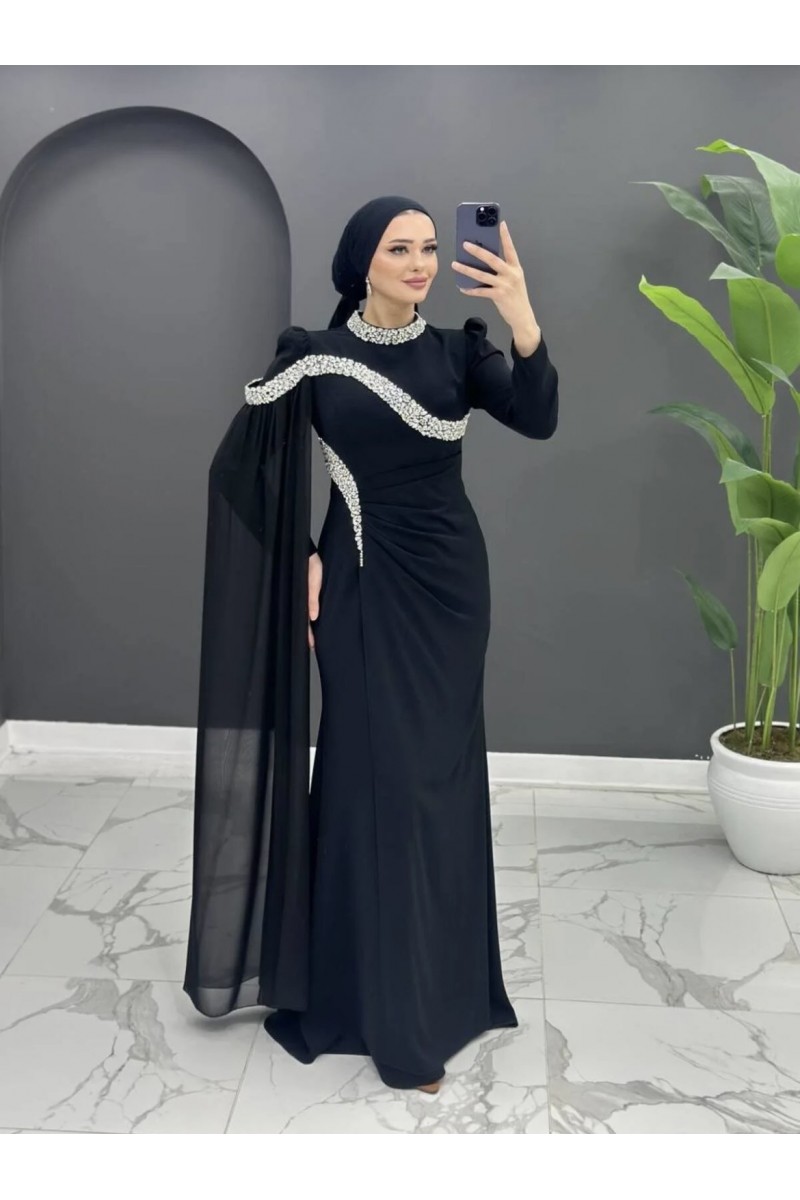 Simge Tesettür Abiye Siyah