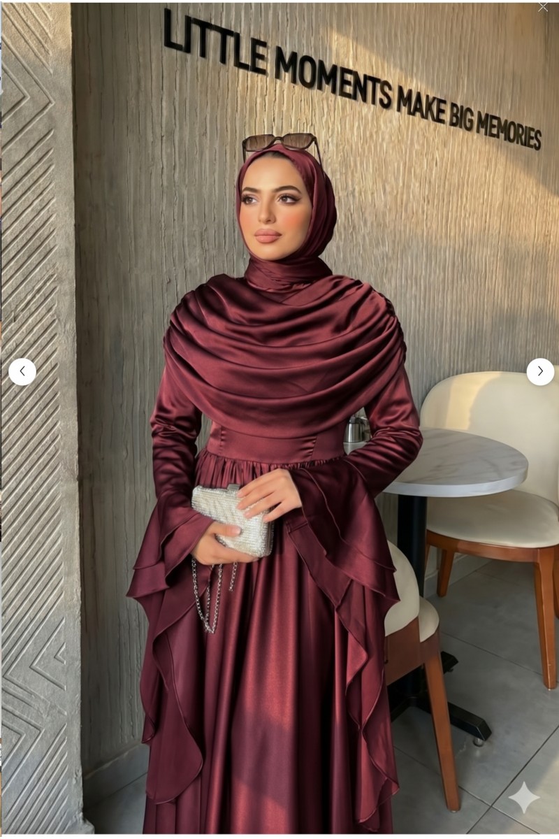 Dilruba Tesettür Abiye Bordo