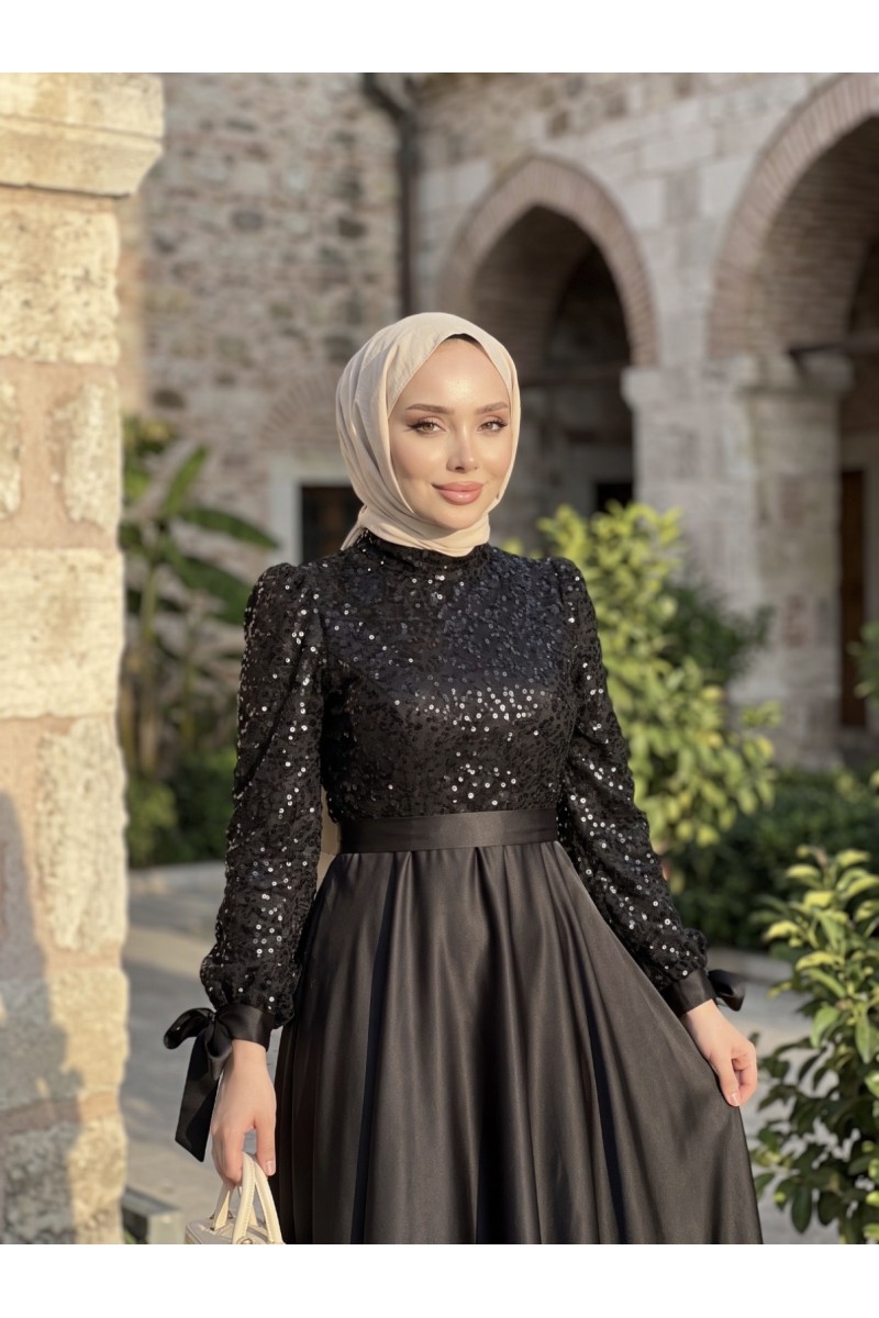 1CA Yasemin Tesettür Abiye  Siyah