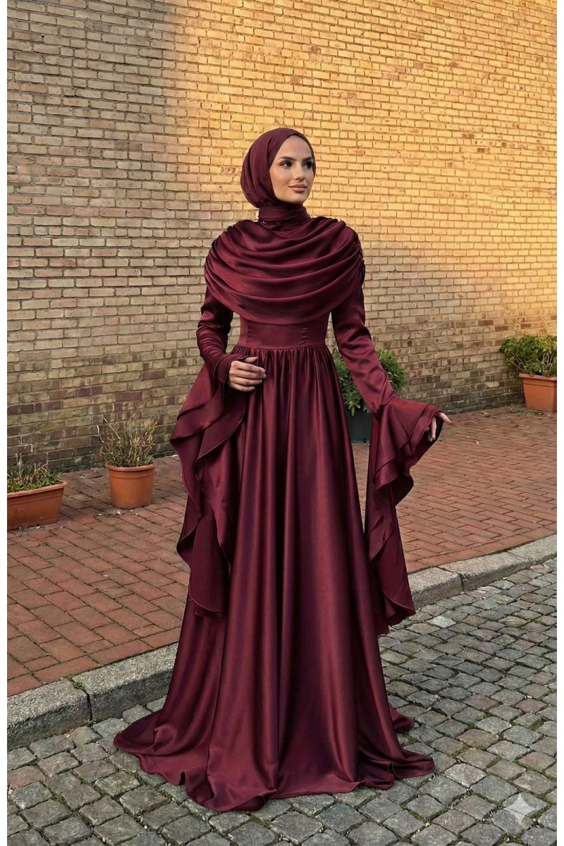 Dilruba Tesettür Abiye Bordo