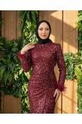 Şeyla Tesettür Abiye Bordo