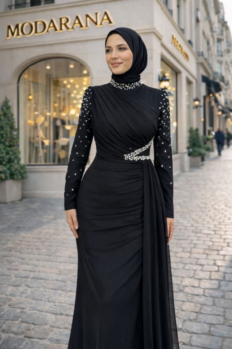 Bery Tesettür Abiye Siyah